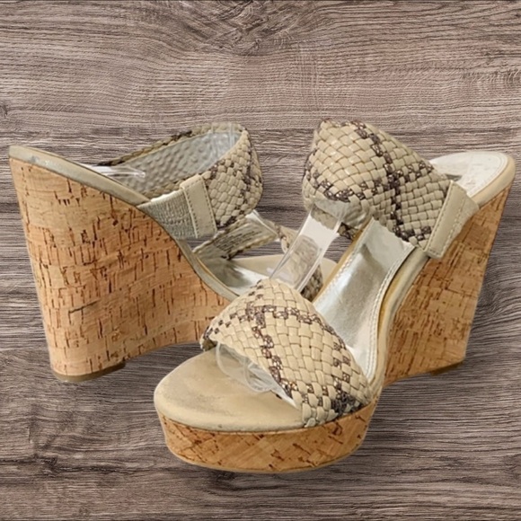 White House Black Market Cork Wedge Sandals – Size 8M - Picture 1 of 7